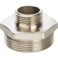 Ниппель переходной резьбовой латунный STOUT никель 2"x1" Н