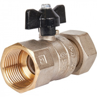 Кран шаровой STOUT бабочка 1" В, с накидной гайкой