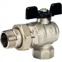 Кран шаровой с американкой угловой STOUT бабочка 1"