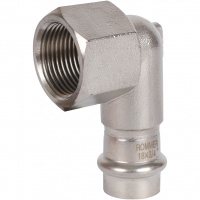 Угольник-переходник-ВР, 18х3/4, из нержавеющей стали прессовой ROMMER