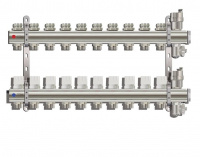 Коллекторная группа TIM KB латунь никель 1"x3/4" EK -10 выходов, без расходомеров (с возду. и слив.)