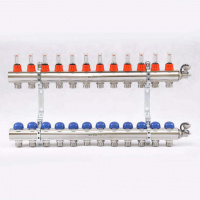 Коллекторная группа UNI-FITT 440E латунь 1"x3/4" EK на 12 выходов, с расходомерами (в полном сборе)