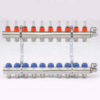 Коллекторная группа UNI-FITT 440E латунь 1"x3/4" EK на 10 выходов, с расходомерами (в полном сборе)
