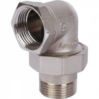 Американка УГЛОВАЯ резьбовая латунная (с прокладкой o-ring) STOUT никель 1" ВН