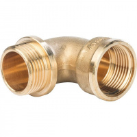 Угол с упором резьбовой латунный STOUT без покрытия 1" ВН