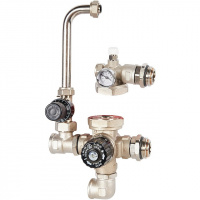 НСУ Насосно-смесительный узел теплого пола STOUT без насоса 1", узел с термостат клапаном и байпас