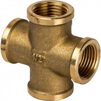 Крестовина резьбовая латунная STOUT без покрытия 1/2" В