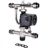 НСУ Насосно-смесительный узел теплого пола STOUT с насосом 1", UPSO, клапан 30-60°C, 130мм