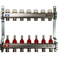 Коллекторная группа STOUT нержавейка 1"x3/4" EK -7 выходов, с расходомерами