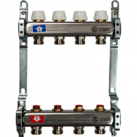 Коллекторная группа STOUT нержавейка 1"x3/4" EK -4 выхода, без расходомеров