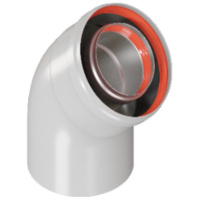 Отвод промежуточный раструбн. 45 гр. Ø60/100 (наружный диаметр мама/папа) ROMMER