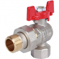 Кран шаровой с американкой угловой ROMMER бабочка 1/2" ВН