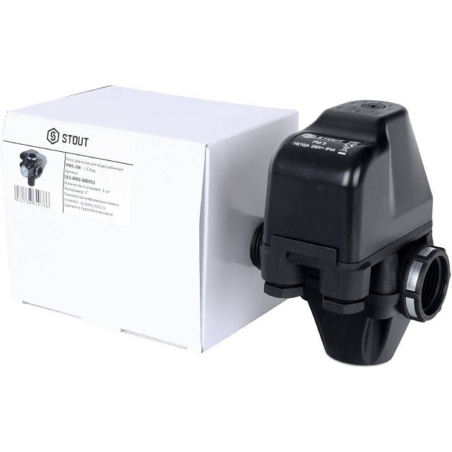 Реле давления для насоса STOUT для водоснабжения со встроенным манометром PM5-3W, 1-5 бар