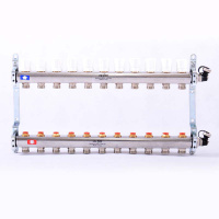 Коллекторная группа UNI-FITT 451I латунь 1"x3/4" EK на 11 выходов, в сборе без расходомера