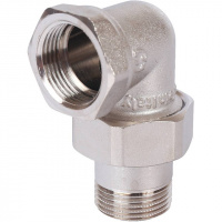 Американка УГЛОВАЯ резьбовая латунная (без прокладки) STOUT никель 3/4" ВН