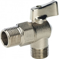 Кран шаровой потребительный угловой STOUT для стираных машин 1/2"х1/2" НН, никель