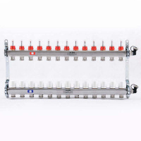 Коллекторная группа UNI-FITT 450I нерж 1"x3/4" EK на 13 выходов, с расходомерами (в полном сборе)