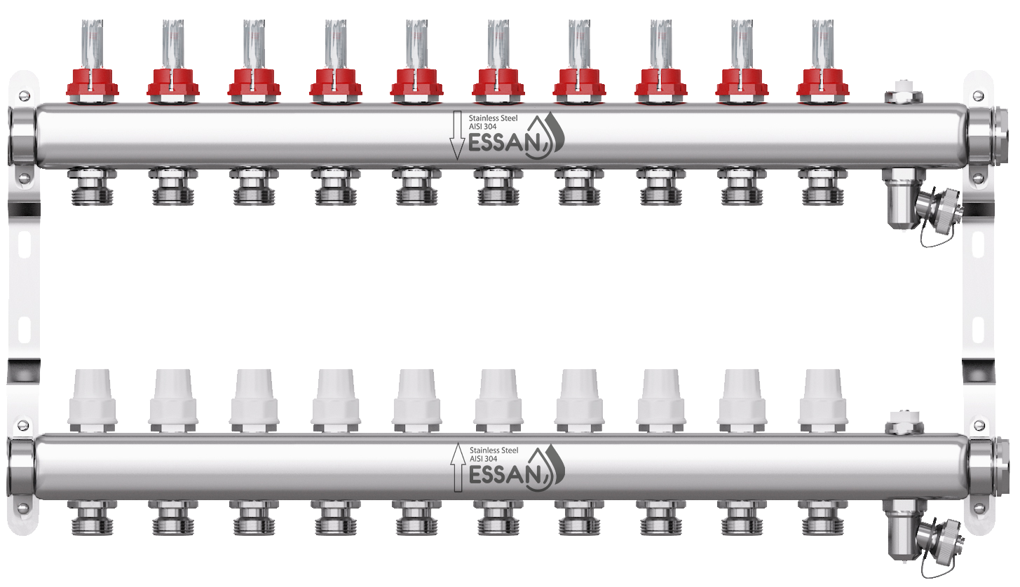 Коллекторная группа из нержавеющей стали с расходомерами Essan 802 - 10 выходов