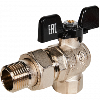 Кран шаровой с американкой угловой STOUT бабочка 1/2" ВР/НР