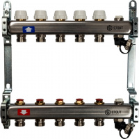 Коллекторная группа STOUT нержавейка 1"x3/4" EK -5 выходов, без расходомеров (вып. воздуха и сливом)