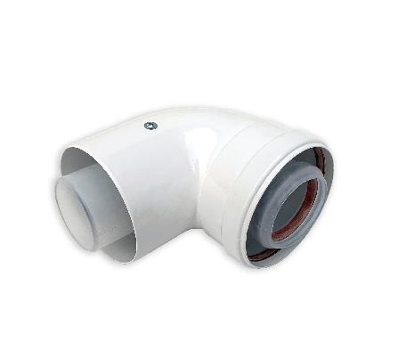 ДХ Колено конденсационное ESSAN Ø60/100х90° белое (30шт)