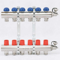 Коллекторная группа UNI-FITT 441E латунь 1"x3/4" EK на 6 выходов, в сборе без расходомера