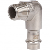 Угольник-переходник ВПр-НР, 15х1/2, из нержавеющей стали прессовой ROMMER