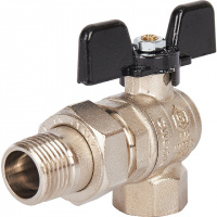 Кран шаровой с американкой угловой STOUT бабочка 1/2"