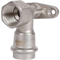 Угольник настенный с креплением ВПр-ВР, 22х1/2, из нержавеющей стали прессово ROMMER