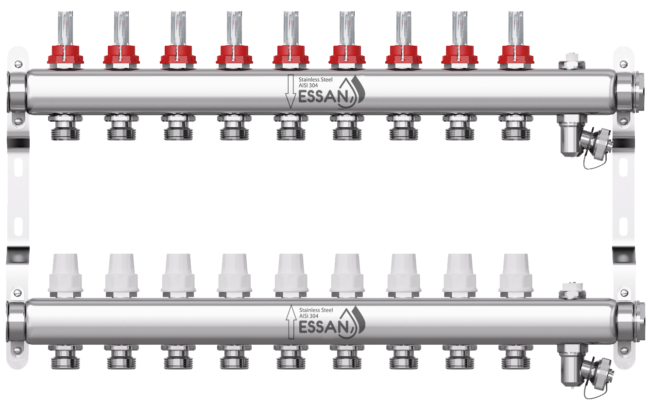 Коллекторная группа из нержавеющей стали с расходомерами Essan 802 - 9 выходов