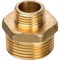 Ниппель переходной резьбовой латунный STOUT без покрытия 1"x1/2" Н