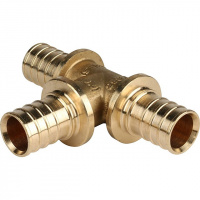 СА Тройник равнопроходной аксиальный для сшитого полиэтилена STOUT латунный Ø25х25х25 (5/30)