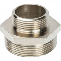 Ниппель переходной резьбовой латунный STOUT никель 2"x11/4" Н