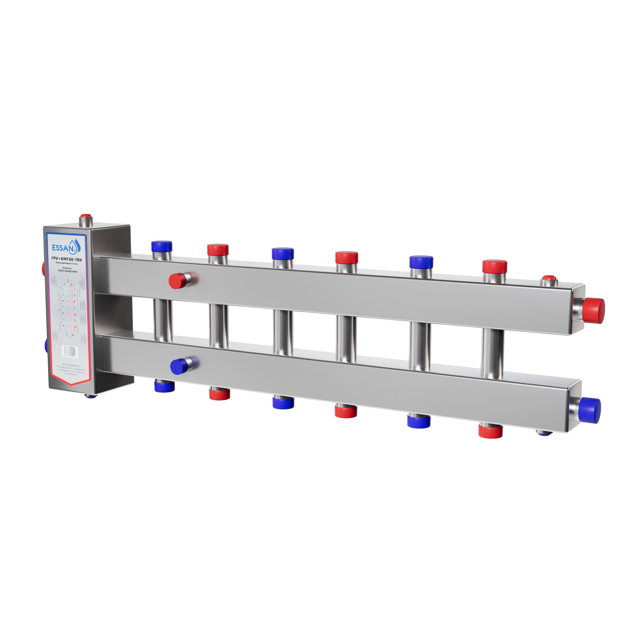 Коллектор котловой с гидрострелкой ESSAN ГРУ+КМГ 100-9ВУ НЕРЖАВЕЮЩАЯ СТАЛЬ с 3-мя кронштейнами