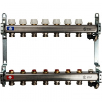 Коллекторная группа STOUT нержавейка 1"x3/4" EK -7 выходов, без расходомеров (вып. воздуха и сливом)