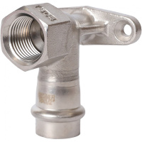 Угольник настенный с креплением ВПр-ВР, 18х1/2, из нержавеющей стали прессово ROMMER