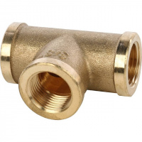 Тройник резьбовой латунный STOUT без покрытия 3/8" В