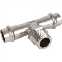 Тройник-переходник ВПр-НР, 15х1/2, из нержавеющей стали прессовой ROMMER