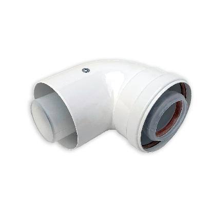 ДХ Колено конденсационное ESSAN Ø80/125х90° белое (30шт)