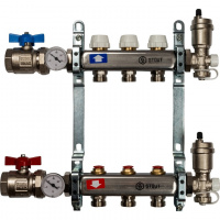 Коллекторная группа STOUT нержавейка 1"x3/4" EK -3 выхода, без расходомеров (краны + воздухо.)