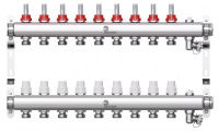 Коллекторная группа WESTER W902.9 нержавейка 1"x3/4" EK -9 выходов, с расходомерами