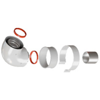 Начальный участок 90 гр. Ø60/100  хомут в комплекте + втулка Ø60 L-50 ROMMER