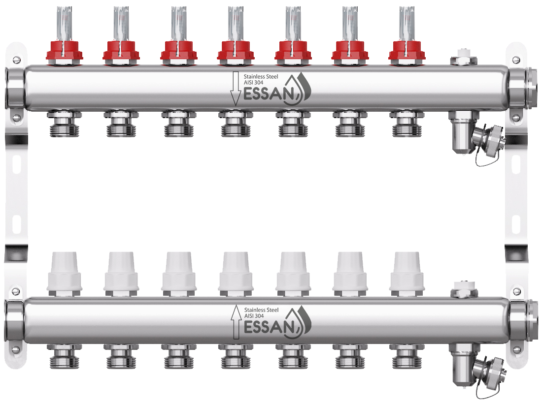 Коллекторная группа из нержавеющей стали с расходомерами Essan 802 - 7 выходов
