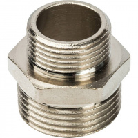 Ниппель переходной резьбовой латунный STOUT никель 1"x3/4" Н