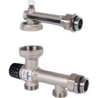 НСУ Насосно-смесительный узел теплого пола STOUT без насоса 1", клапан 20-43°C, литье, 130/180мм