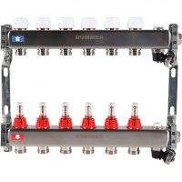 Коллектор из нержавеющей стали ROMMER с расходомерами, с клапан вып. воздух и слив, 6 выход ROMMER