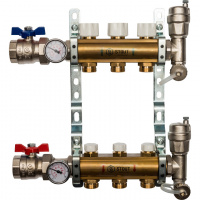 Коллекторная группа STOUT латунная 1"x3/4" EK -3 выхода, без расходомеров (краны + воздухо.)