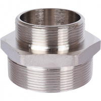 Ниппель переходной резьбовой латунный STOUT никель 21/2"x2" Н