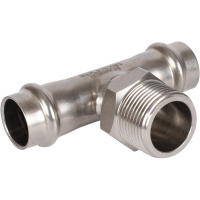 Тройник-переходник ВПр-НР, 18х3/4, из нержавеющей стали прессовой ROMMER