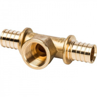 СА Тройник резьбовой аксиальный для сшитого полиэтилена STOUT латунный Ø32х1" В